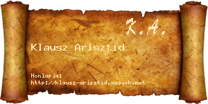 Klausz Arisztid névjegykártya